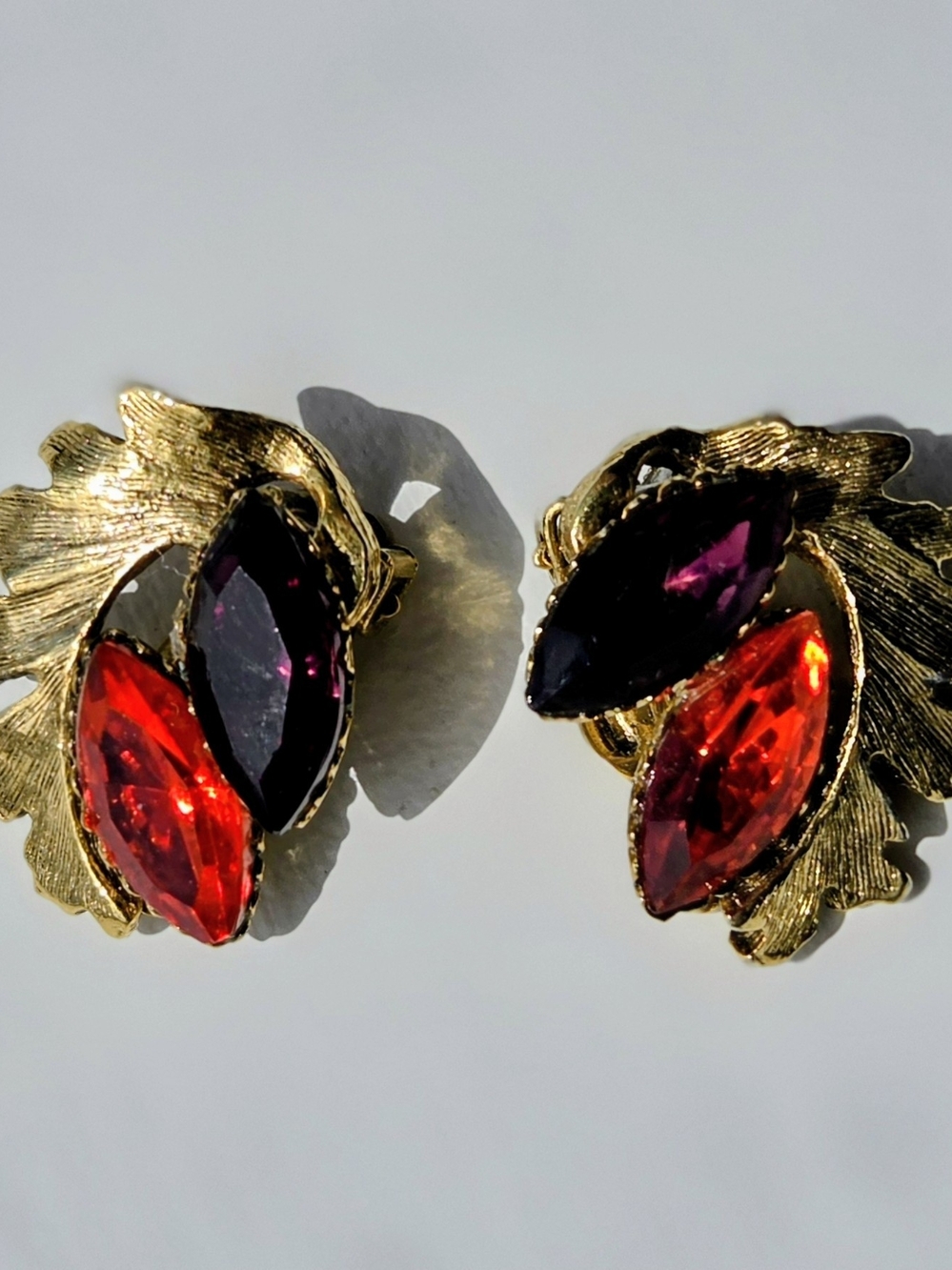 Choose ONE!  Vtg Clip Earrings with Rhinestones; Marquise Stones